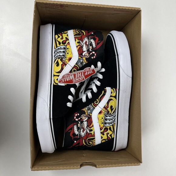 Vans Sk8-Hi Santa Flame Suede Canvas Black Red Men’s 8 Women’s 9.5 Christmas NWT - Picture 8 of 8